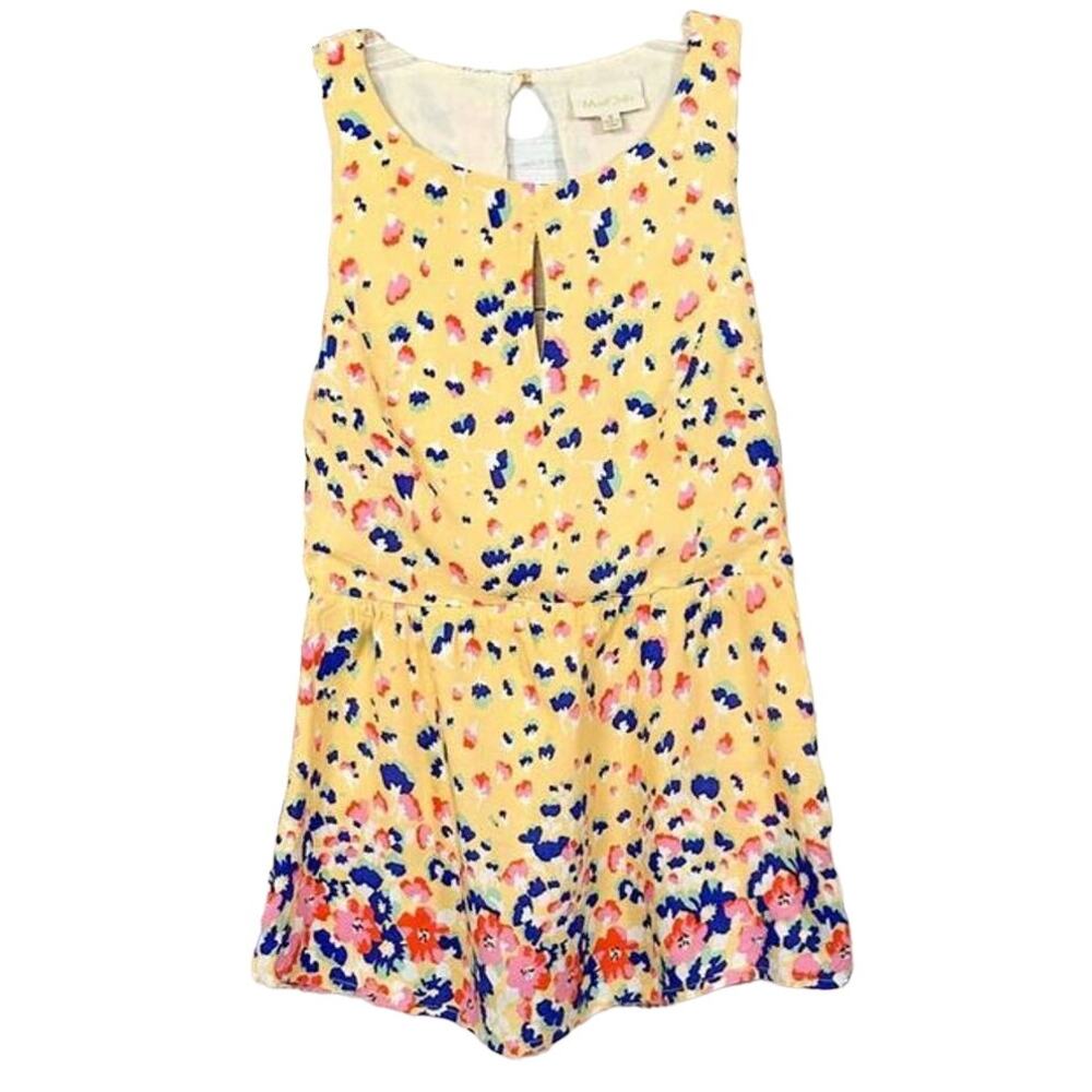 ModCloth Women's Keyhole Floral Sleeveless Tank Top Blouse Multi-Color Small